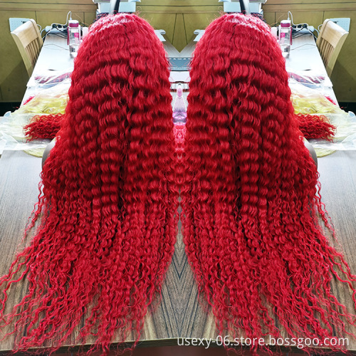 Wholesale 613 Blonde Red Human Lace Wigs 100% Virgin Human Hair Deep Wave Transparent HD Lace Frontal Wig Brazilian Hair Wig